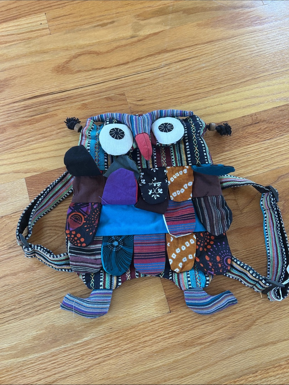 Colorful Patchwork Owl Kids Backpack - Multicolor